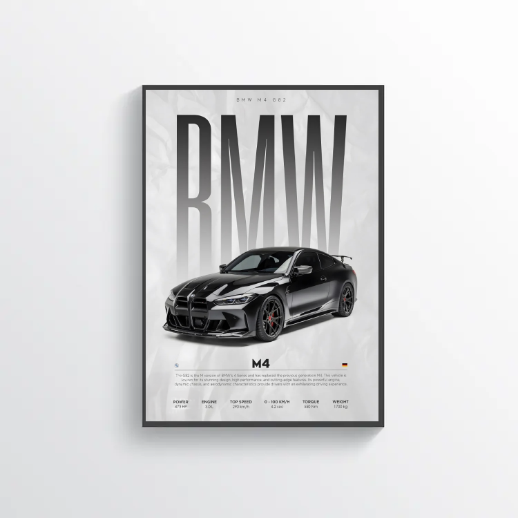 Affiche BMW M4 poster voiture sportive décoration murale