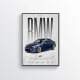 Affiche BMW M3 poster voiture sportive décoration murale